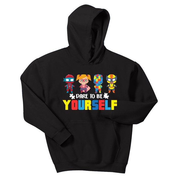 Dare To Be Yourself Superhero Autism Kids Hoodie