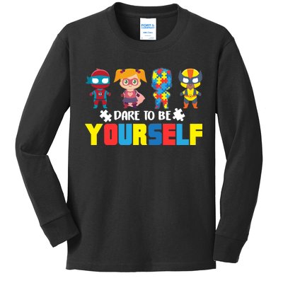 Dare To Be Yourself Superhero Autism Kids Long Sleeve Shirt