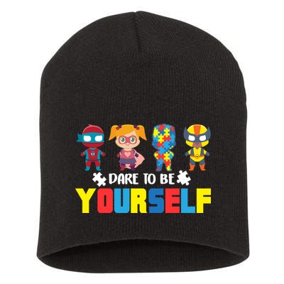 Dare To Be Yourself Superhero Autism Short Acrylic Beanie