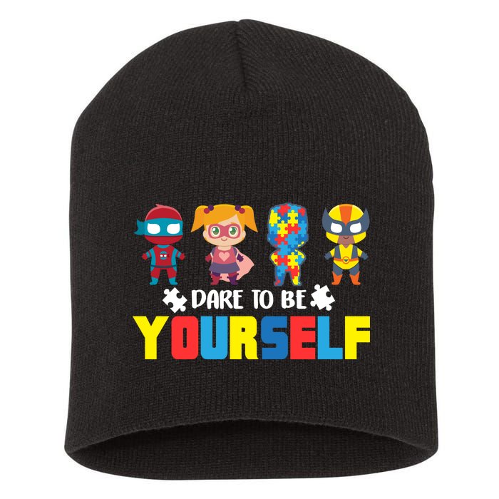 Dare To Be Yourself Superhero Autism Short Acrylic Beanie