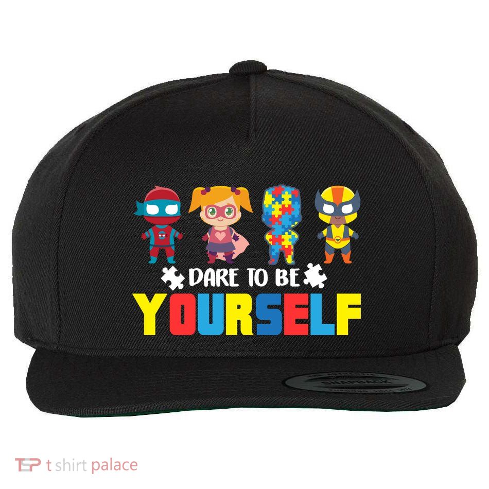 Dare To Be Yourself Superhero Autism Wool Snapback Cap