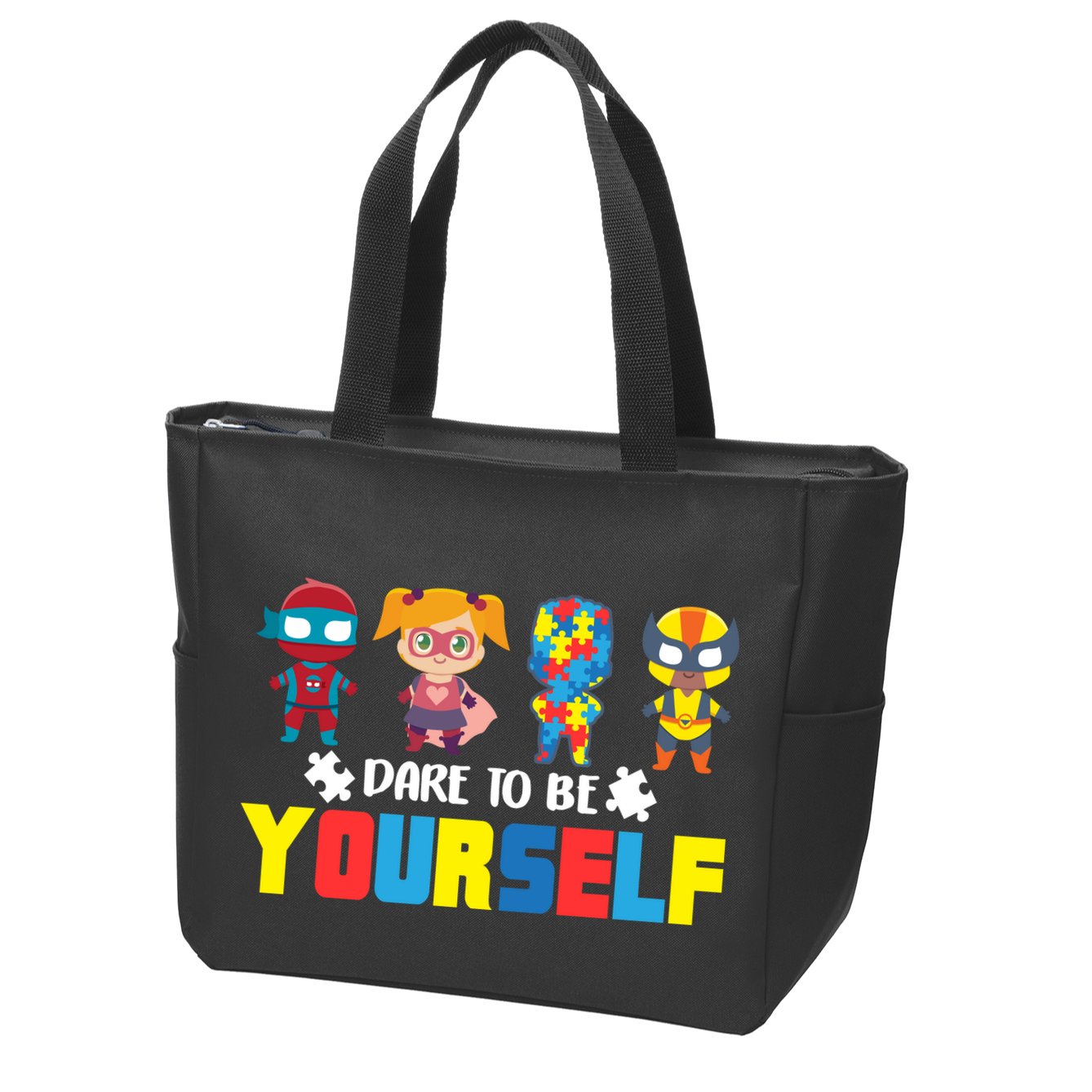 Dare To Be Yourself Superhero Autism Zip Tote Bag