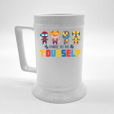 Dare To Be Yourself Superhero Autism Beer Stein