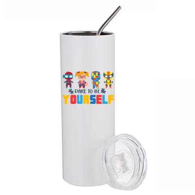 Dare To Be Yourself Superhero Autism Stainless Steel Tumbler