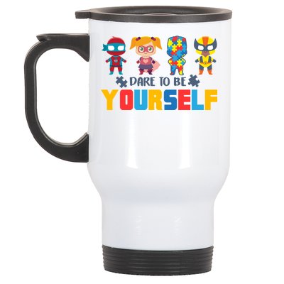 Dare To Be Yourself Superhero Autism Stainless Steel Travel Mug