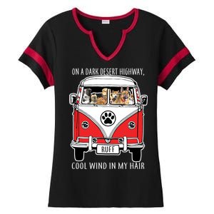 Dark Desert Highway Dog Feel Cool Wind In My Hair Ladies Halftime Notch Neck Tee