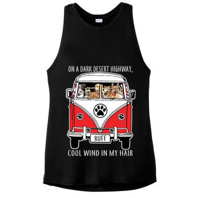 Dark Desert Highway Dog Feel Cool Wind In My Hair Ladies PosiCharge Tri-Blend Wicking Tank