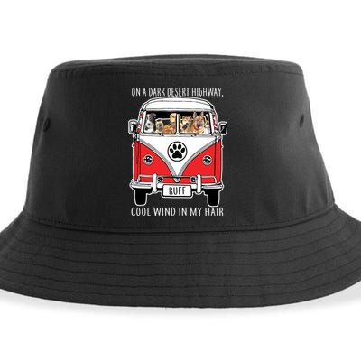 Dark Desert Highway Dog Feel Cool Wind In My Hair Sustainable Bucket Hat