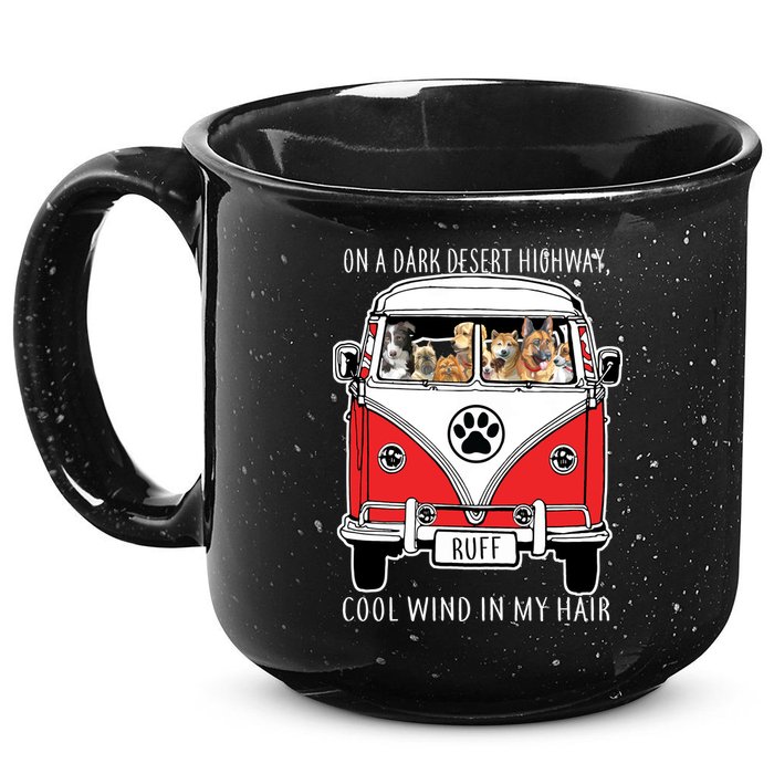 Dark Desert Highway Dog Feel Cool Wind In My Hair 15oz Campfire Ceramic Mug