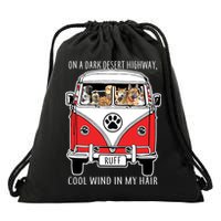 Dark Desert Highway Dog Feel Cool Wind In My Hair Drawstring Bag