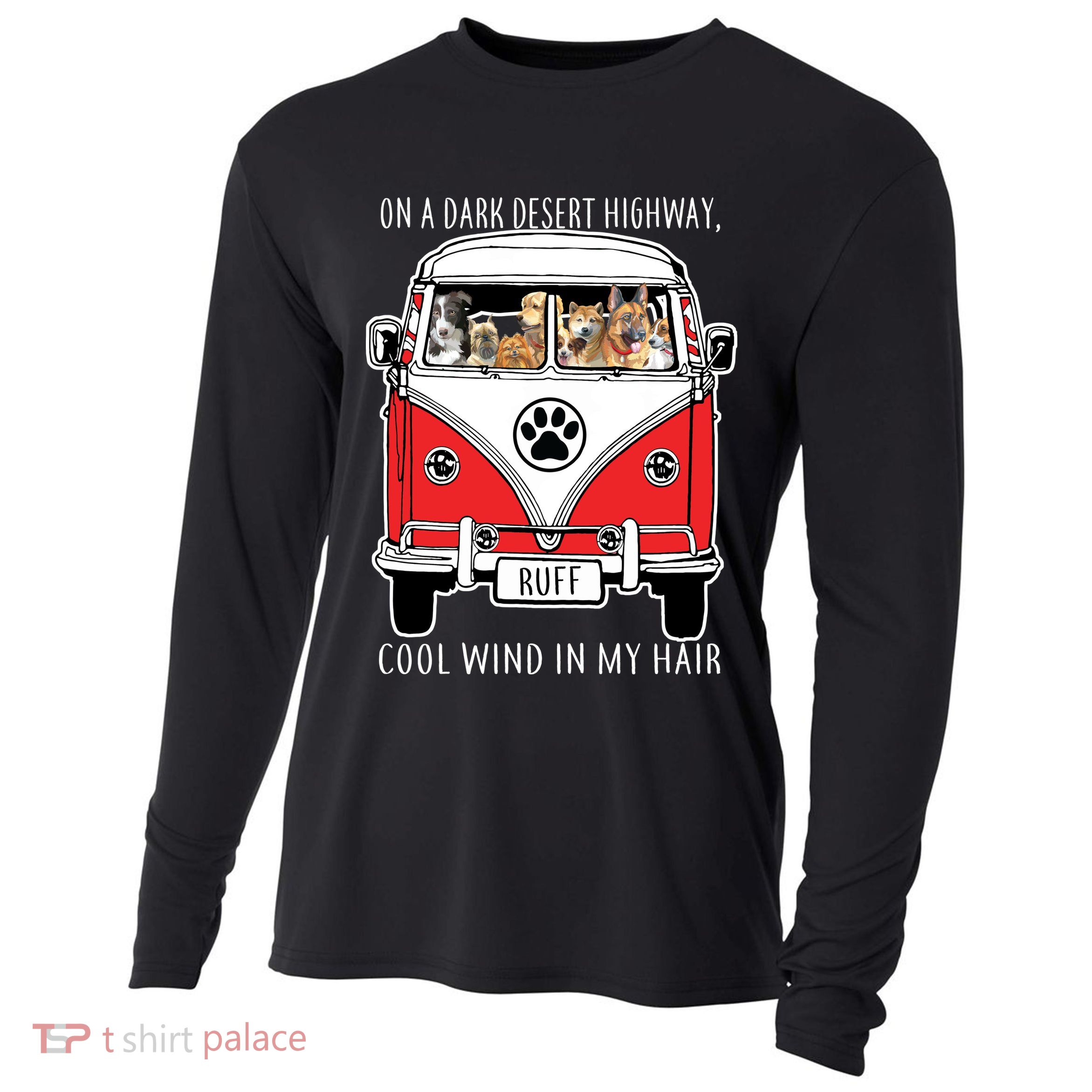 Dark Desert Highway Dog Feel Cool Wind In My Hair Cooling Performance Long Sleeve Crew