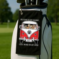 Dark Desert Highway Dog Feel Cool Wind In My Hair Golf Towel