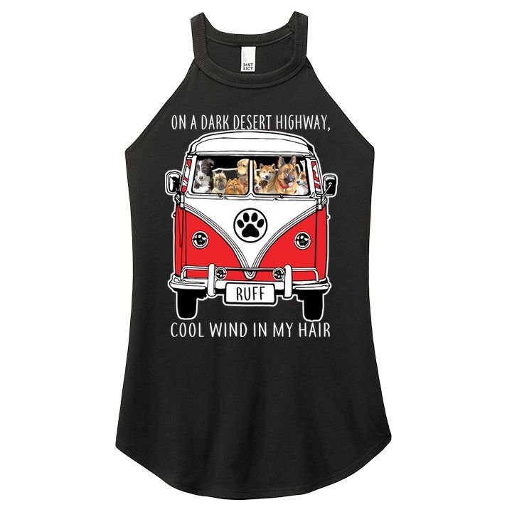 Dark Desert Highway Dog Feel Cool Wind In My Hair Women's Perfect Tri Rocker Tank