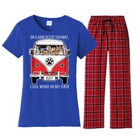 Dark Desert Highway Dog Feel Cool Wind In My Hair Women's Flannel Pajama Set