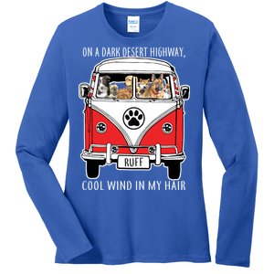 Dark Desert Highway Dog Feel Cool Wind In My Hair Ladies Long Sleeve Shirt