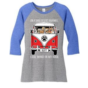 Dark Desert Highway Dog Feel Cool Wind In My Hair Women's Tri-Blend 3/4-Sleeve Raglan Shirt