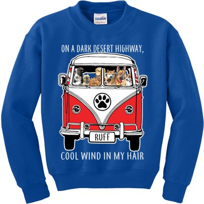 Dark Desert Highway Dog Feel Cool Wind In My Hair Kids Sweatshirt