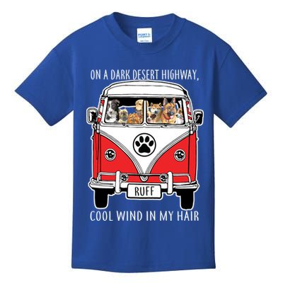 Dark Desert Highway Dog Feel Cool Wind In My Hair Kids T-Shirt