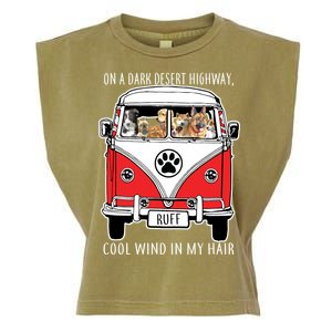 Dark Desert Highway Dog Feel Cool Wind In My Hair Garment-Dyed Women's Muscle Tee