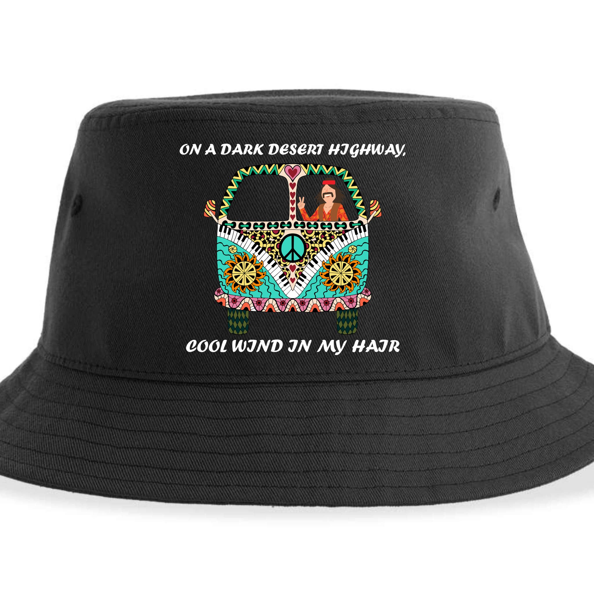 Dark Desert Highway Funny Hippie Sustainable Bucket Hat