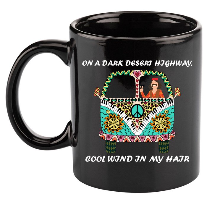 Dark Desert Highway Funny Hippie 11oz C Handle Ceramic Mug