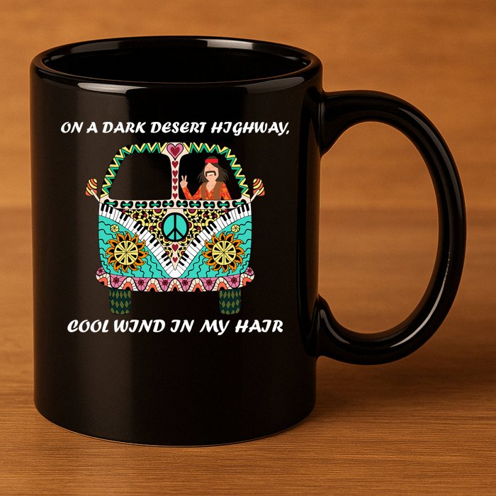 Dark Desert Highway Funny Hippie 11oz C Handle Ceramic Mug