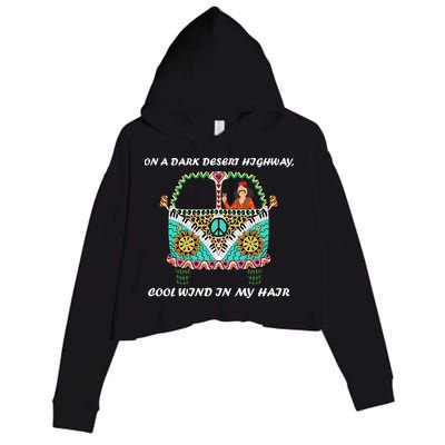 Dark Desert Highway Funny Hippie Crop Fleece Hoodie