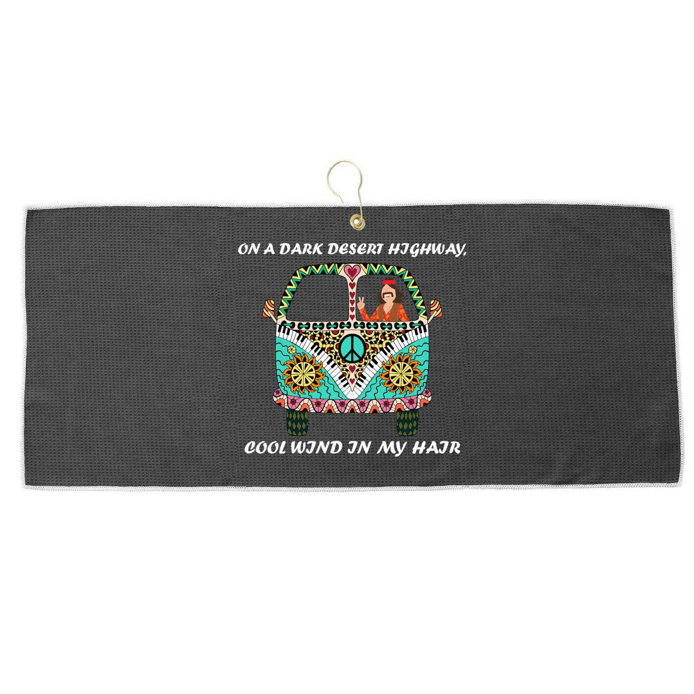 Dark Desert Highway Funny Hippie Large Microfiber Waffle Golf Towel