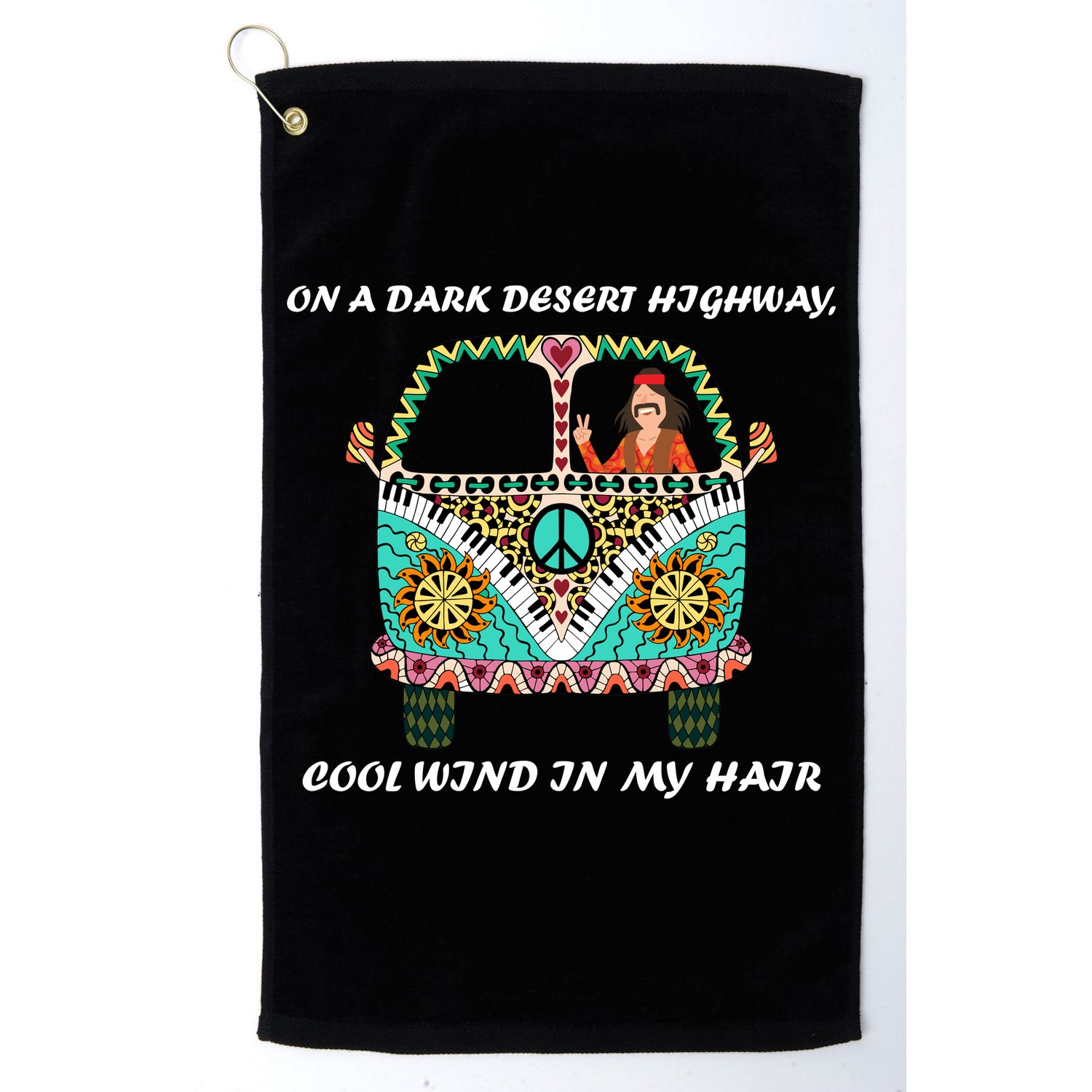 Dark Desert Highway Funny Hippie Golf Towel
