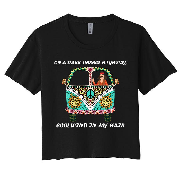 Dark Desert Highway Funny Hippie Women's Crop Top Tee