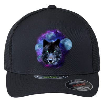 Dark Moon Wolf Galaxy Flexfit Unipanel Trucker Cap