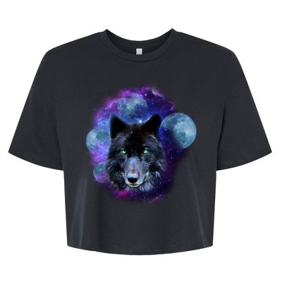 Dark Moon Wolf Galaxy Bella+Canvas Jersey Crop Tee