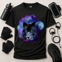 Dark Moon Wolf Galaxy Cooling Performance Crew T-Shirt