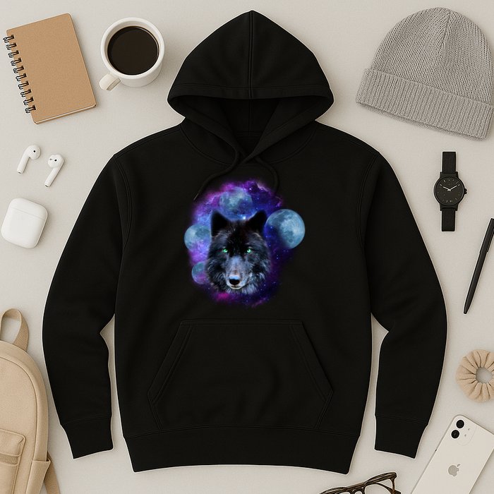 Dark Moon Wolf Galaxy Hoodie