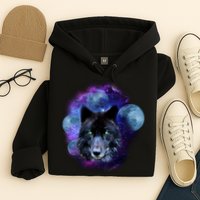 Dark Moon Wolf Galaxy Hoodie