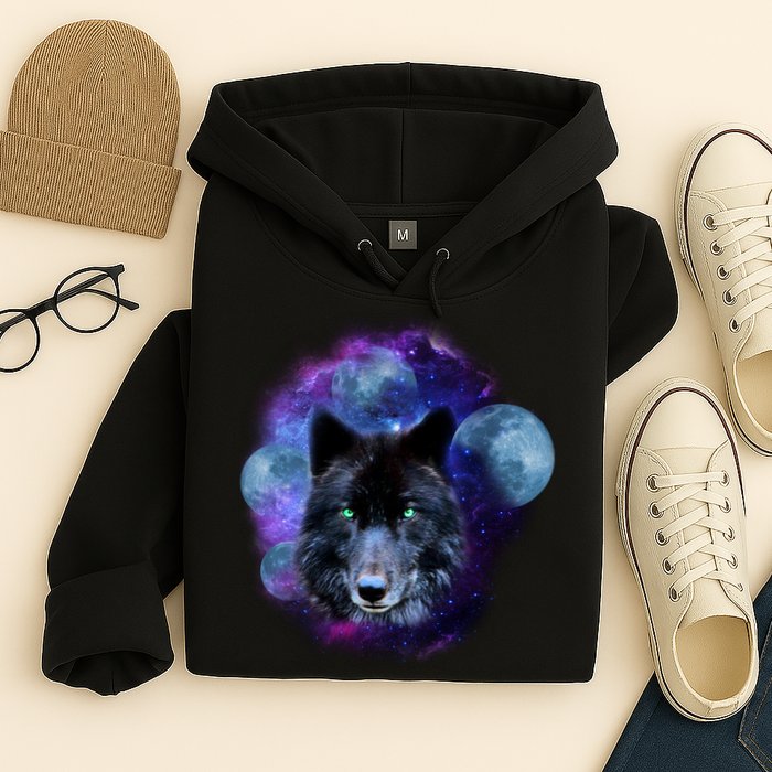 Dark Moon Wolf Galaxy Hoodie
