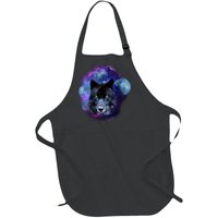 Dark Moon Wolf Galaxy Full-Length Apron With Pockets