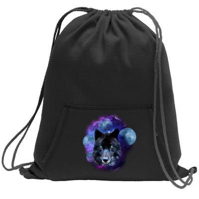 Dark Moon Wolf Galaxy Sweatshirt Cinch Pack Bag