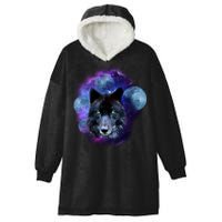 Dark Moon Wolf Galaxy Hooded Wearable Blanket