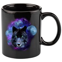 Dark Moon Wolf Galaxy 11oz C Handle Ceramic Mug