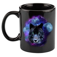 Dark Moon Wolf Galaxy 11oz C Handle Ceramic Mug