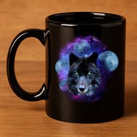 Dark Moon Wolf Galaxy 11oz C Handle Ceramic Mug