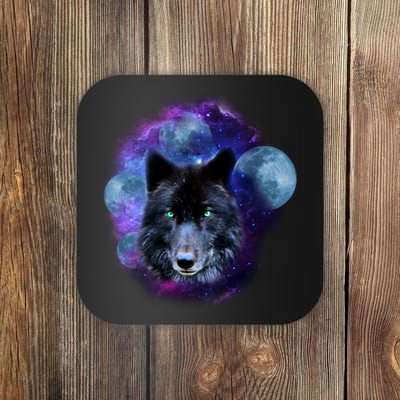 Dark Moon Wolf Galaxy Coaster