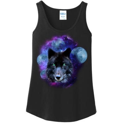 Dark Moon Wolf Galaxy Ladies Essential Tank