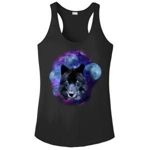 Dark Moon Wolf Galaxy Ladies PosiCharge Competitor Racerback Tank