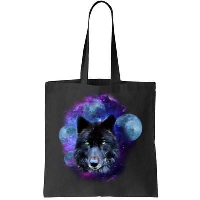 Dark Moon Wolf Galaxy Tote Bag