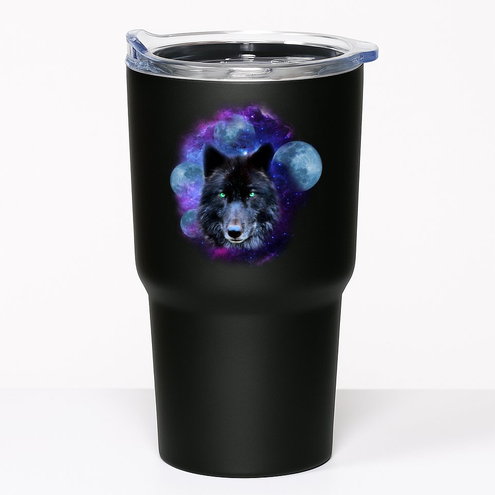 Dark Moon Wolf Galaxy Tumbler