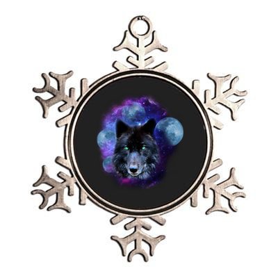 Dark Moon Wolf Galaxy Metallic Star Ornament