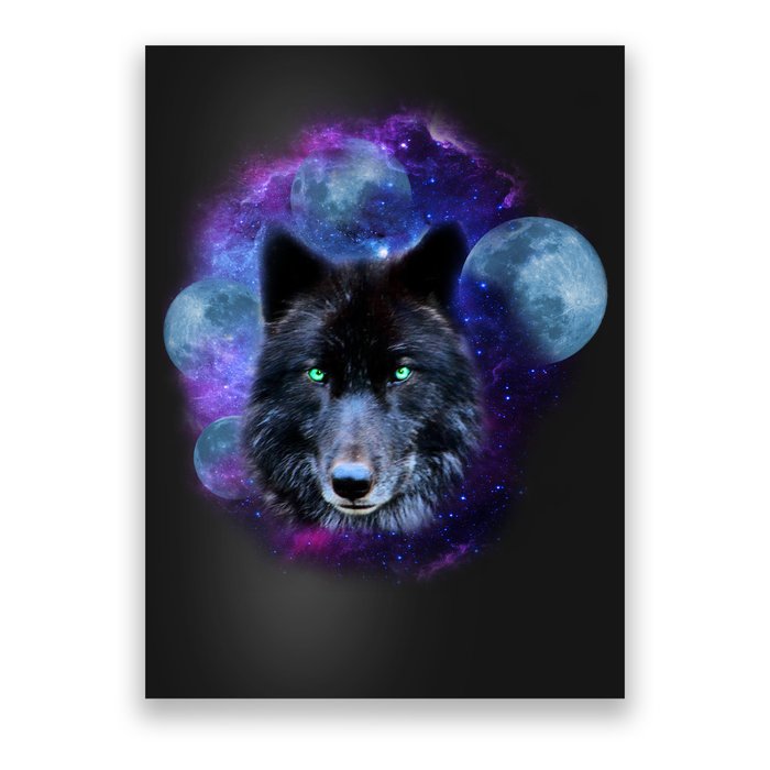 Dark Moon Wolf Galaxy Poster