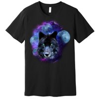 Dark Moon Wolf Galaxy Premium T-Shirt